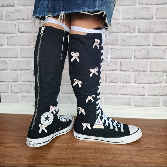 ⭐Converse Chuck Taylor XXHi Bows & Studs 7.5 Women Boots Sneaker Black A17684C - Picture 2 of 11